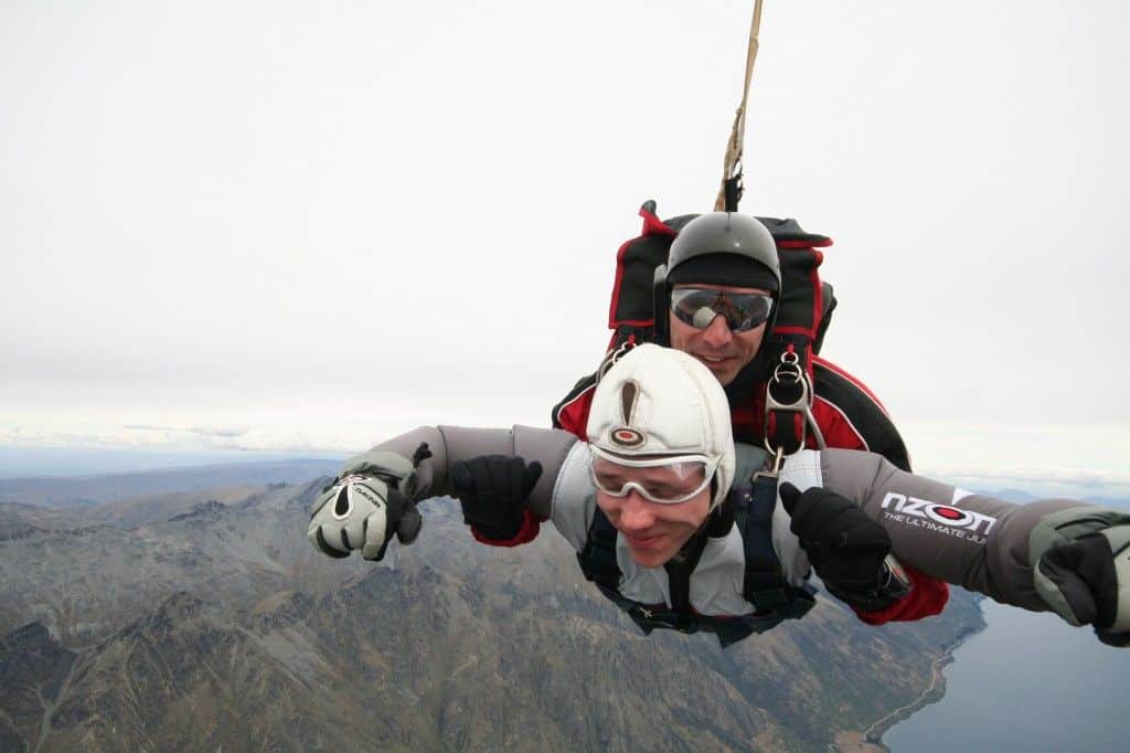 Sky diving in Queenstown, New Zealand