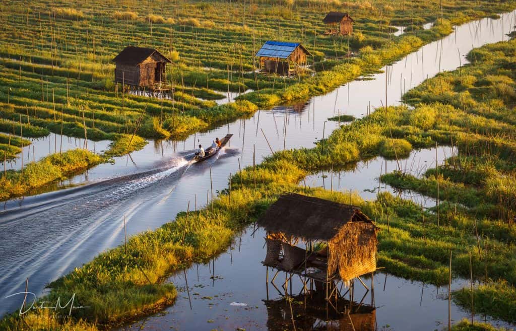 Inle Lake from a hot air balloon myanmar