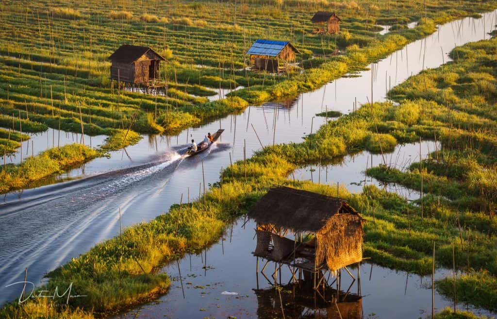 Inle Lake from a hot air balloon myanmar