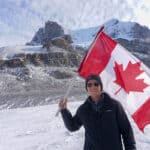 Standing on the Columbia Icefields in Alberta, Canada