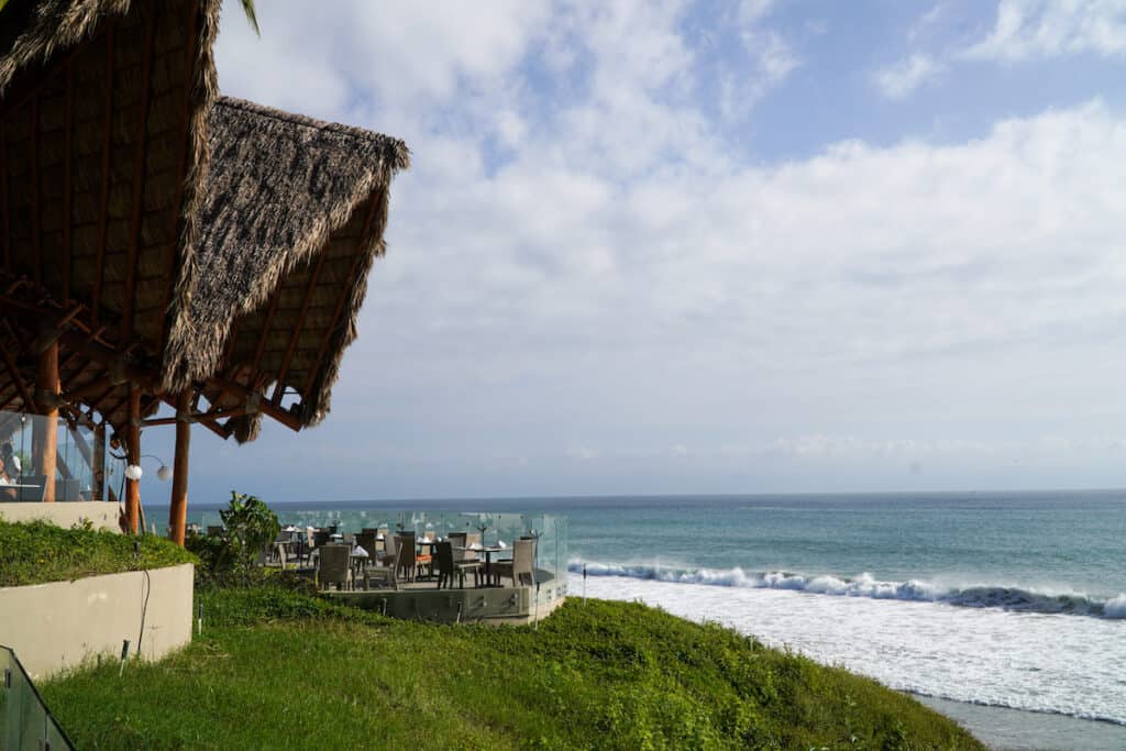 Enjoying lunch with ocean views at Marival Armony Luxury Resort, Mexico.