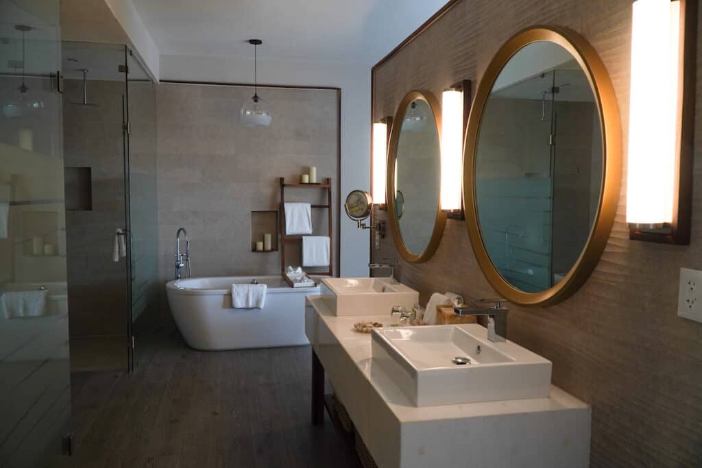 The bathroom in Suite Sierra, Marival Armony Resort, Mexico.